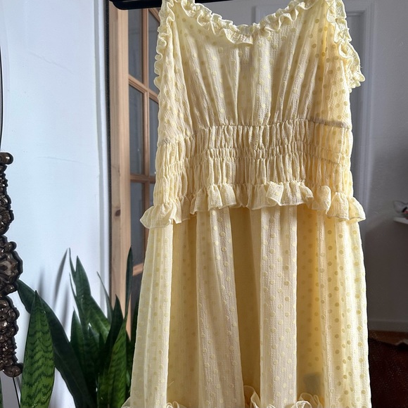 H&M Yellow Ruffle Choupette Chiffon Midi Dress - Picture 3 of 9